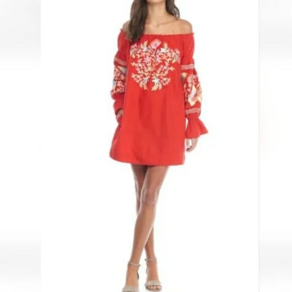 free people ♡ fleur du jour mini embroidered floral dress medium boho - Picture 13 of 13